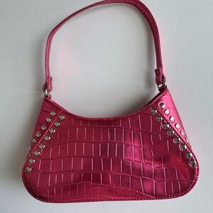 Pink Crocodile Studded Women's Bag